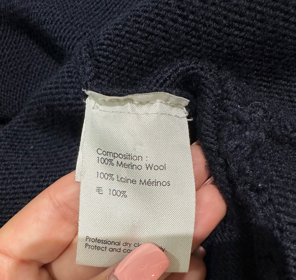 3.1 PHILLIP LIM Navy Blue Merino Wool Military Style Knitwear Zipper Cardigan Ja