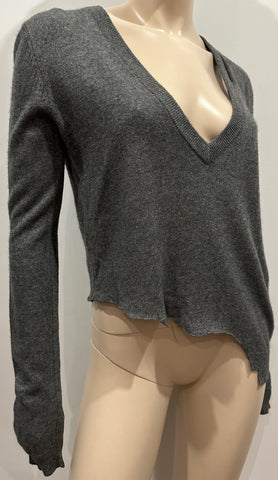 VINCE Pale Grey 100% Cotton Black & White Long Sleeve Jumper Sweater Top XS