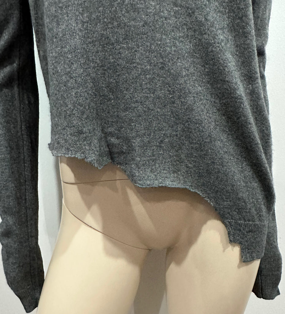 ZADIG & VOLTAIRE DELUXE Grey 100% Cashmere Plunge V Neckline Jumper Sweater M
