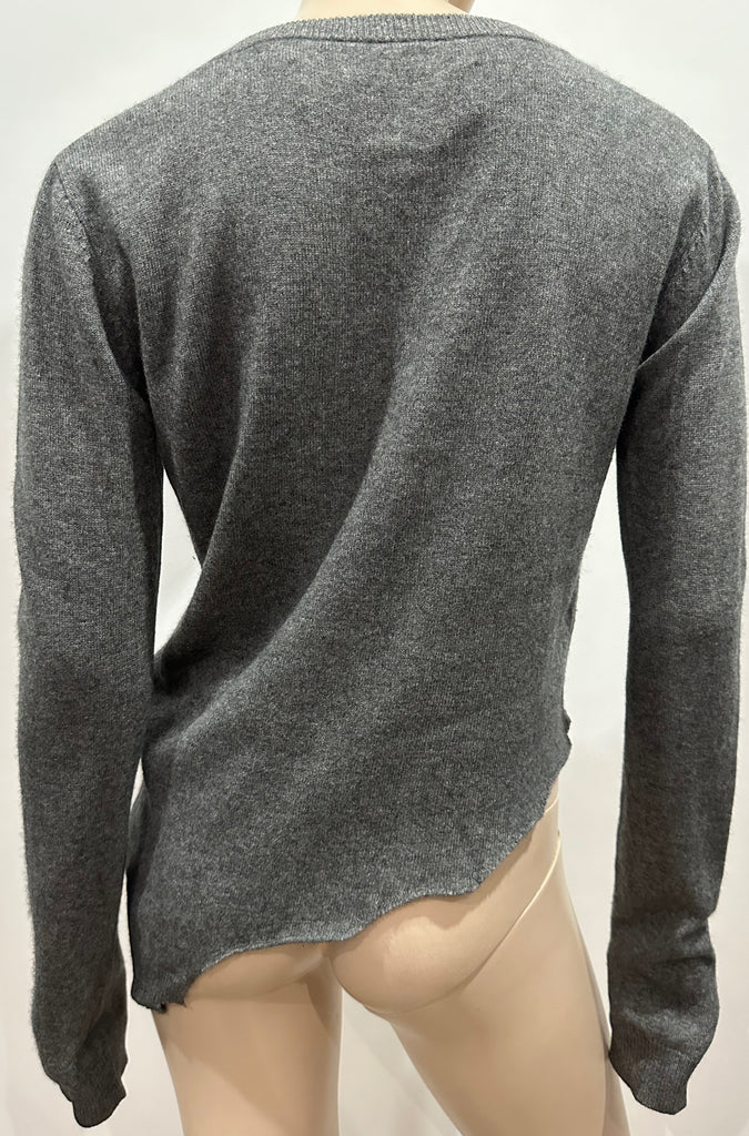 ZADIG & VOLTAIRE DELUXE Grey 100% Cashmere Plunge V Neckline Jumper Sweater M