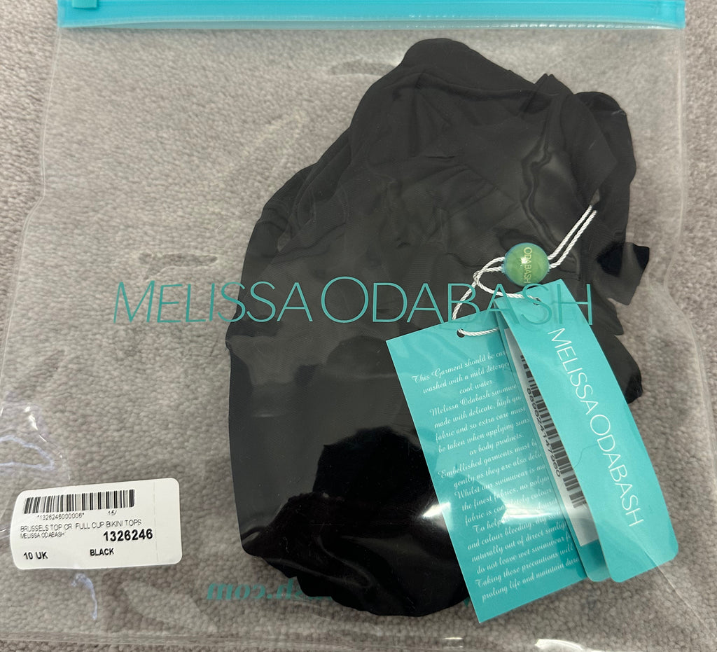 MELISSA ODABASH Black BRUSSELS Halter Neck Gold Detail Bikini Top UK10 BNWT