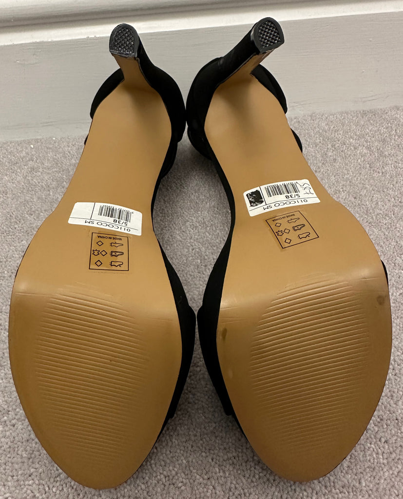 STEVE MADDEN Black Faux Suede Platform High Heel Sandals Shoes UK5 EU38 NEW