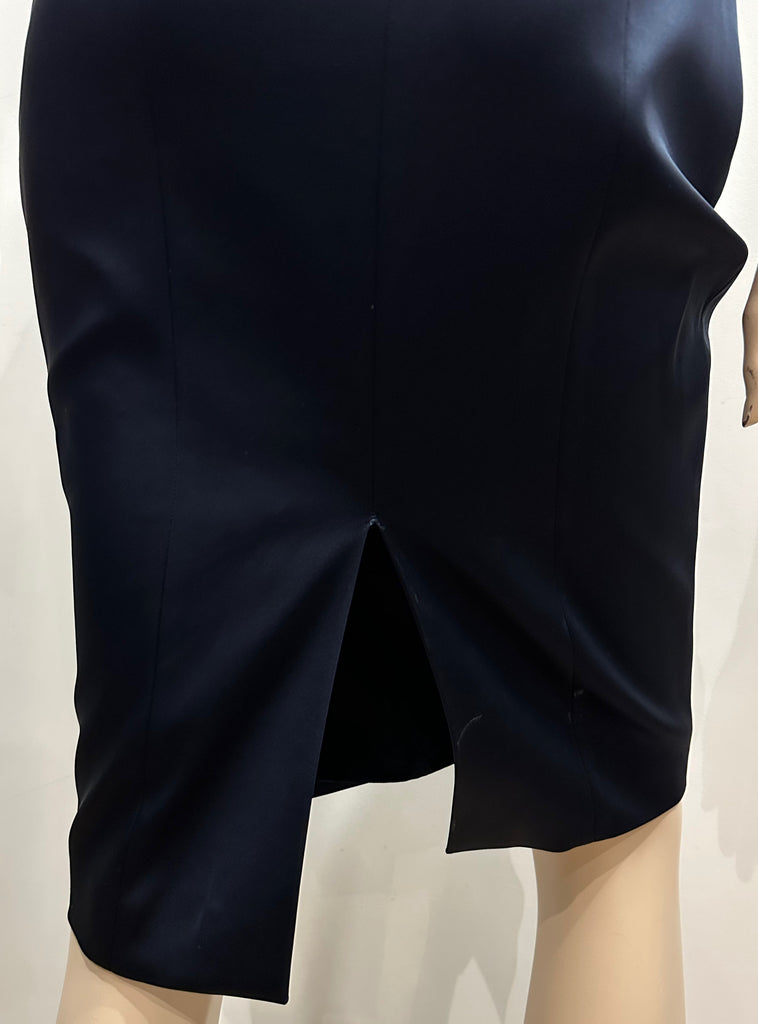 COAST Midnight Navy Blue Sheen One Shoulder Fitted Lined Evening Dress UK8