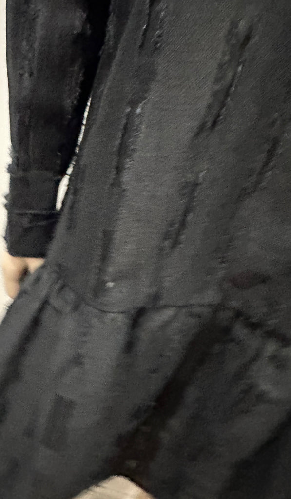 & OTHER STORIES Black Linen Cotton Blend Collared Long Sleeve Dress EU36 UK8