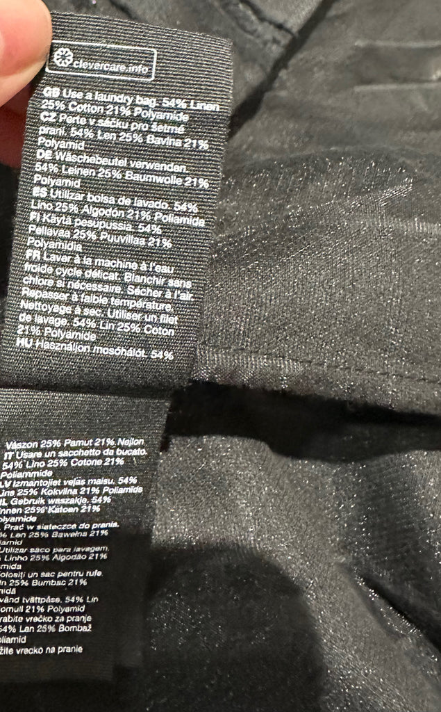 & OTHER STORIES Black Linen Cotton Blend Collared Long Sleeve Dress EU36 UK8