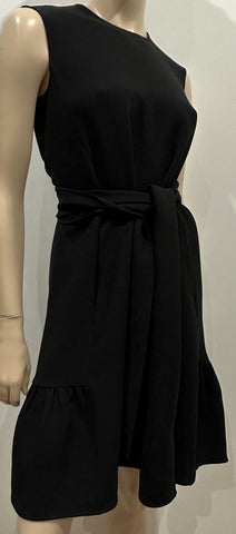 ARKET Womens Black Cotton Jersey Stretch V Neck Long Sleeve Tunic Smock Dress XS