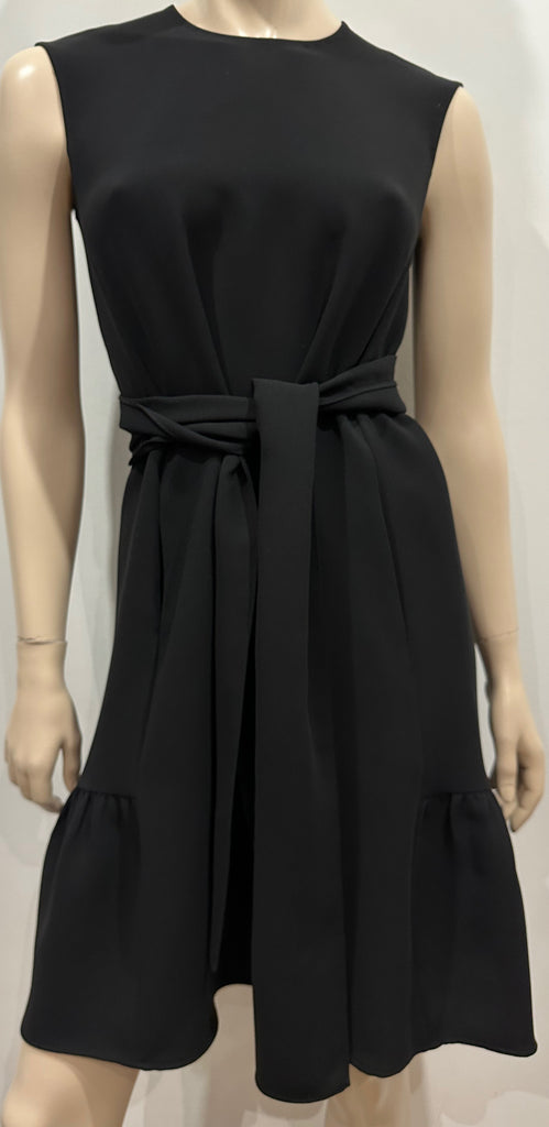 CH CAROLINA HERRERA Round Neck Sleeveless Tie Waist Pleated Hem Dress 2 UK6