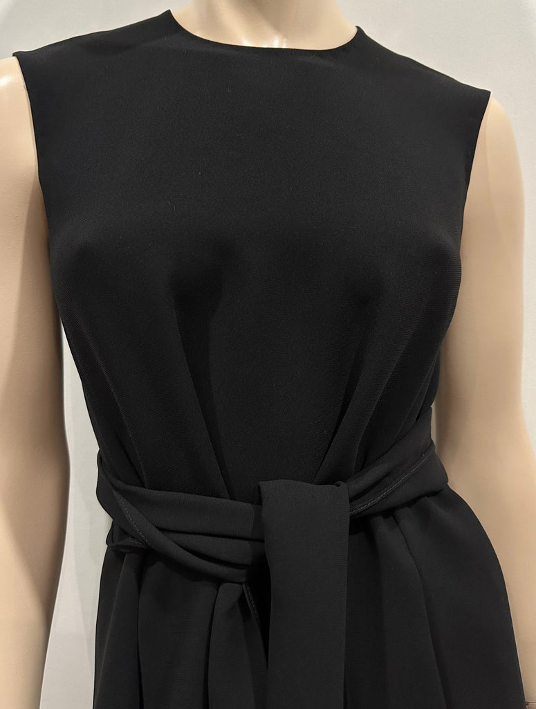 CH CAROLINA HERRERA Round Neck Sleeveless Tie Waist Pleated Hem Dress 2 UK6