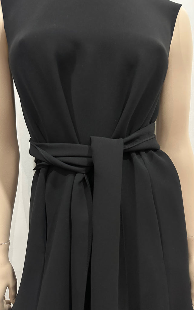 CH CAROLINA HERRERA Round Neck Sleeveless Tie Waist Pleated Hem Dress 2 UK6