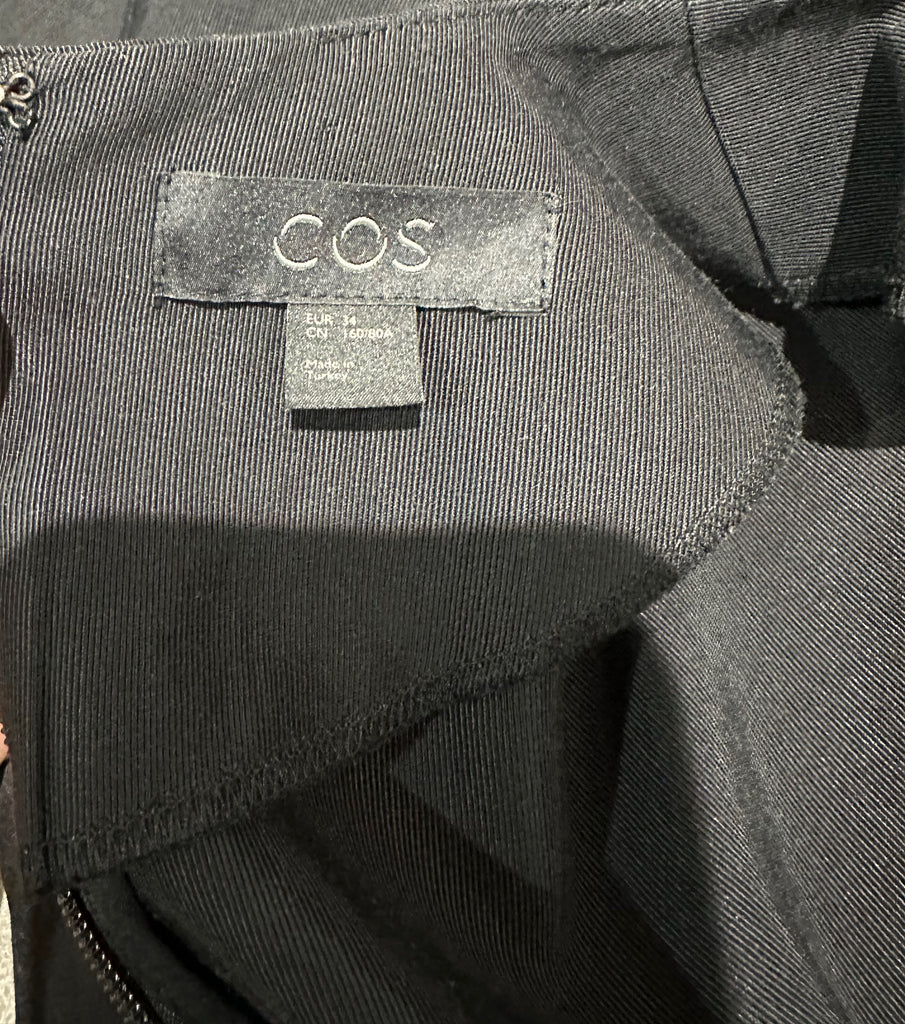 COS Women's Black Cotton Blend Round Neck Short Sleeve Dress EU34 UK8