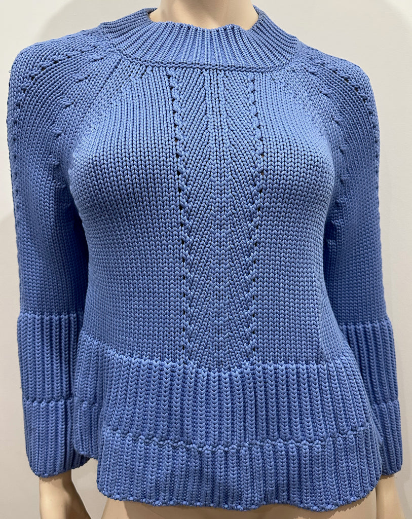 MAX & CO Women's Lavender Blue Chunky Knit Crew Neckline Jumper Sweater Top S