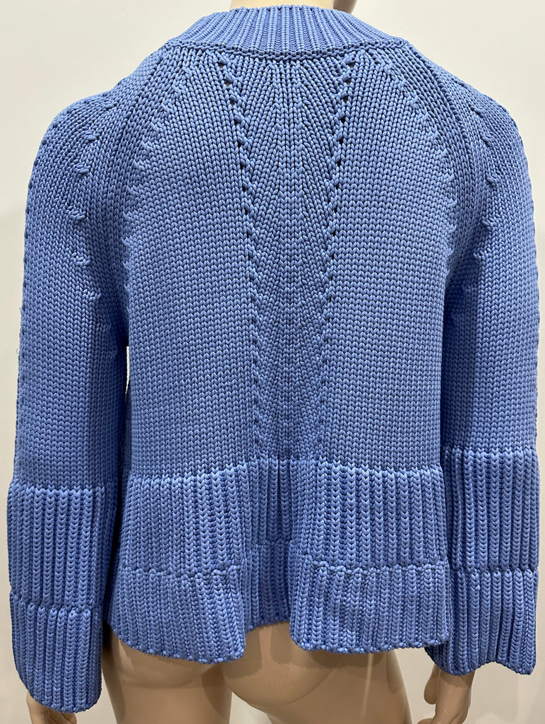 MAX & CO Women's Lavender Blue Chunky Knit Crew Neckline Jumper Sweater Top S