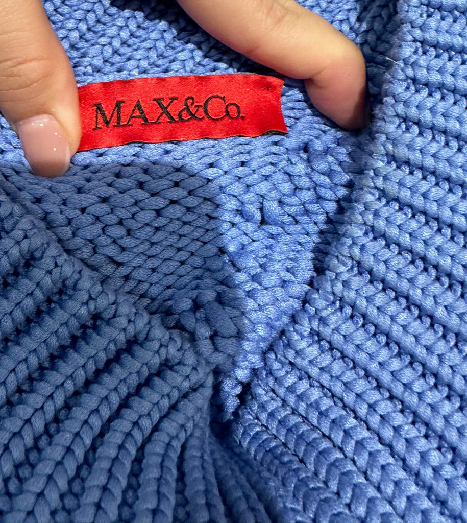 MAX & CO Women's Lavender Blue Chunky Knit Crew Neckline Jumper Sweater Top S