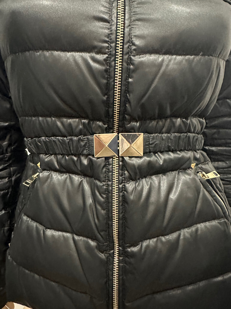 LIU JO Women's Black High Funnel Neck Zip Fastened Quilted Puffer Jacket IT40/S