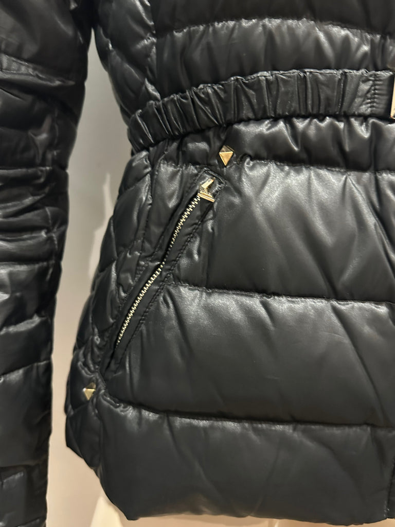 LIU JO Women's Black High Funnel Neck Zip Fastened Quilted Puffer Jacket IT40/S