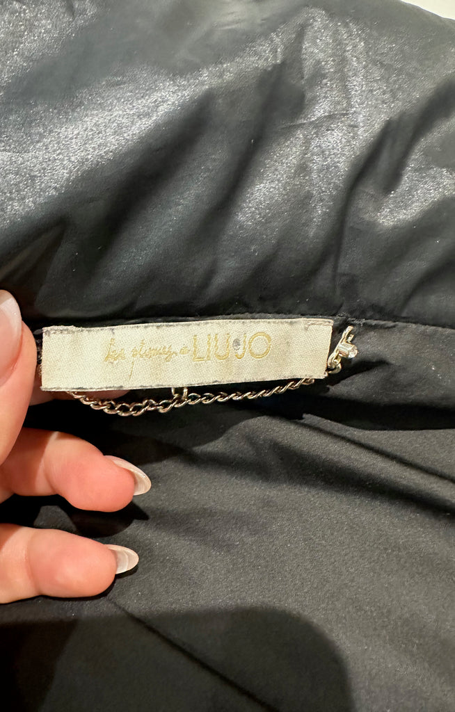 LIU JO Women's Black High Funnel Neck Zip Fastened Quilted Puffer Jacket IT40/S