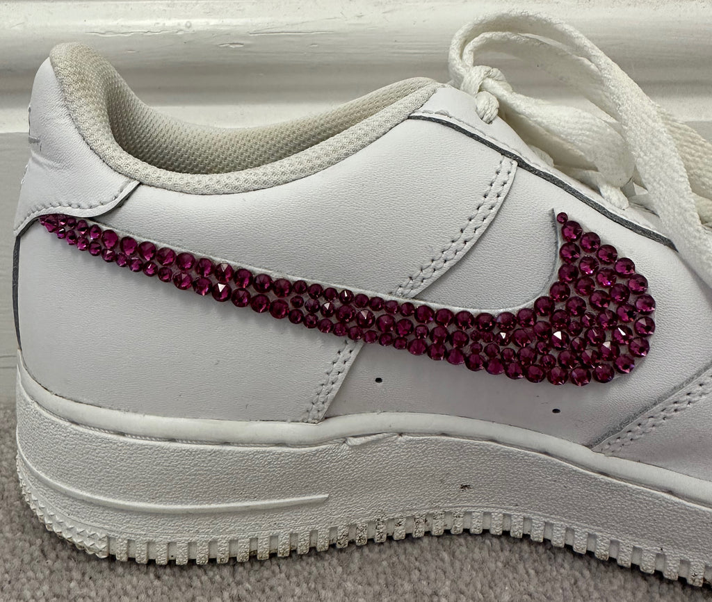 NIKE AIR FORCE 1 White Leather Pink Crystal Detail Sneakers Trainers UK5.5 EU38.