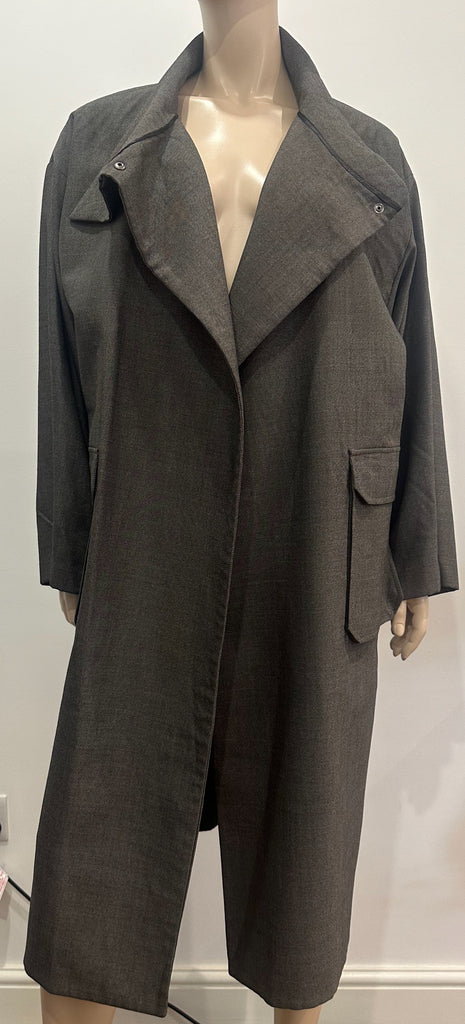 TOPSHOP BOUTIQUE Brown & Grey Long Length Lined Trench Jacket Coat EU 34 UK 6