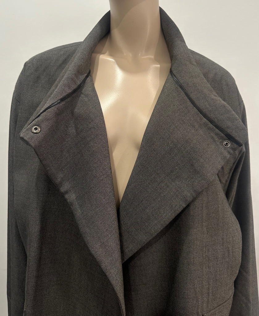 TOPSHOP BOUTIQUE Brown & Grey Long Length Lined Trench Jacket Coat EU 34 UK 6