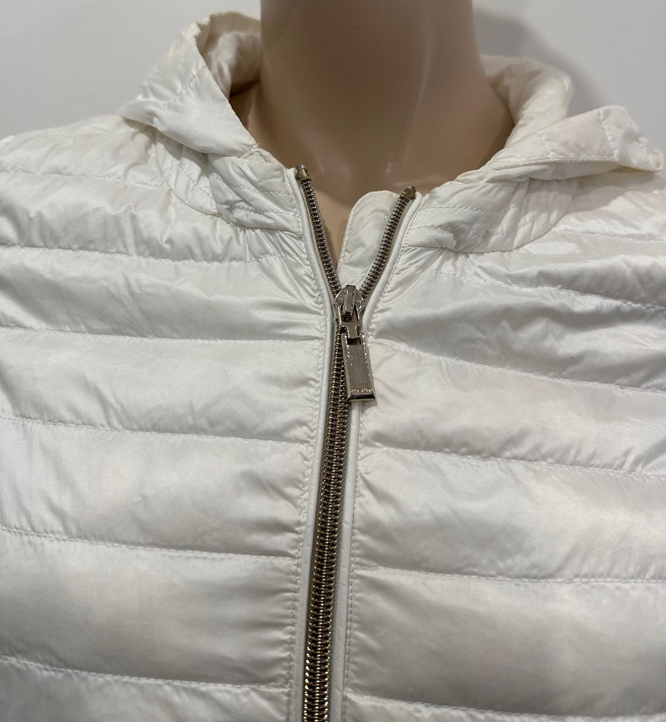 GEOX RESPIRA Off White Lightweight Detachable Hood Quilted Puffer Jacket Coat 6