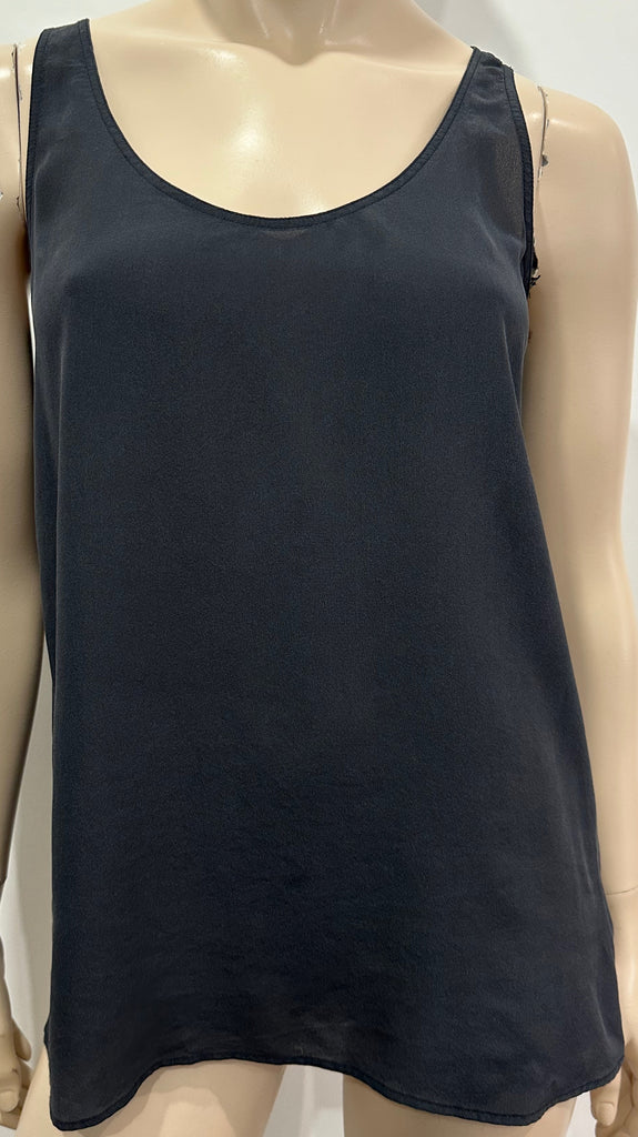 AMERICAN VINTAGE Midnight Blue Black 100% Silk Sleeveless Camisole Top S