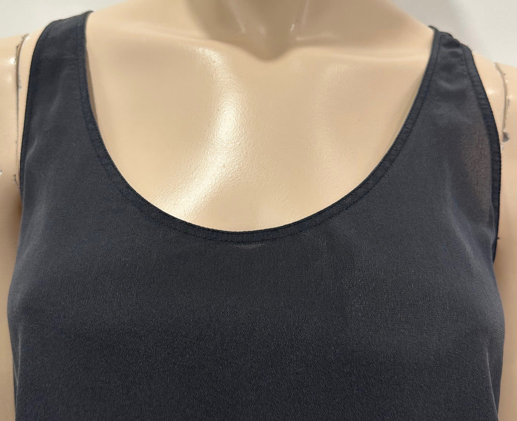 AMERICAN VINTAGE Midnight Blue Black 100% Silk Sleeveless Camisole Top S