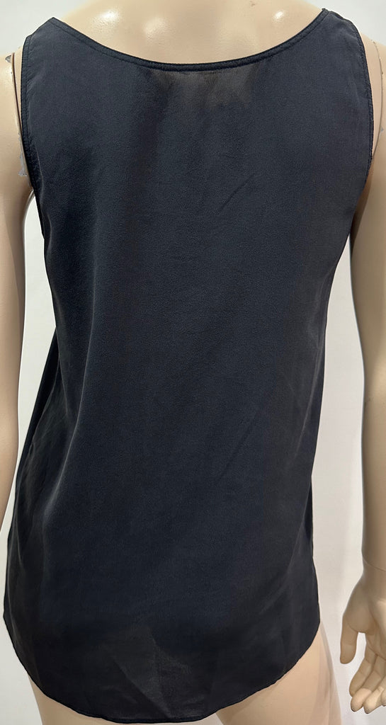 AMERICAN VINTAGE Midnight Blue Black 100% Silk Sleeveless Camisole Top S
