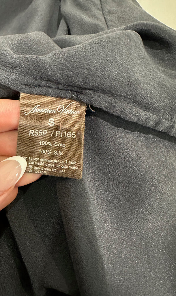 AMERICAN VINTAGE Midnight Blue Black 100% Silk Sleeveless Camisole Top S