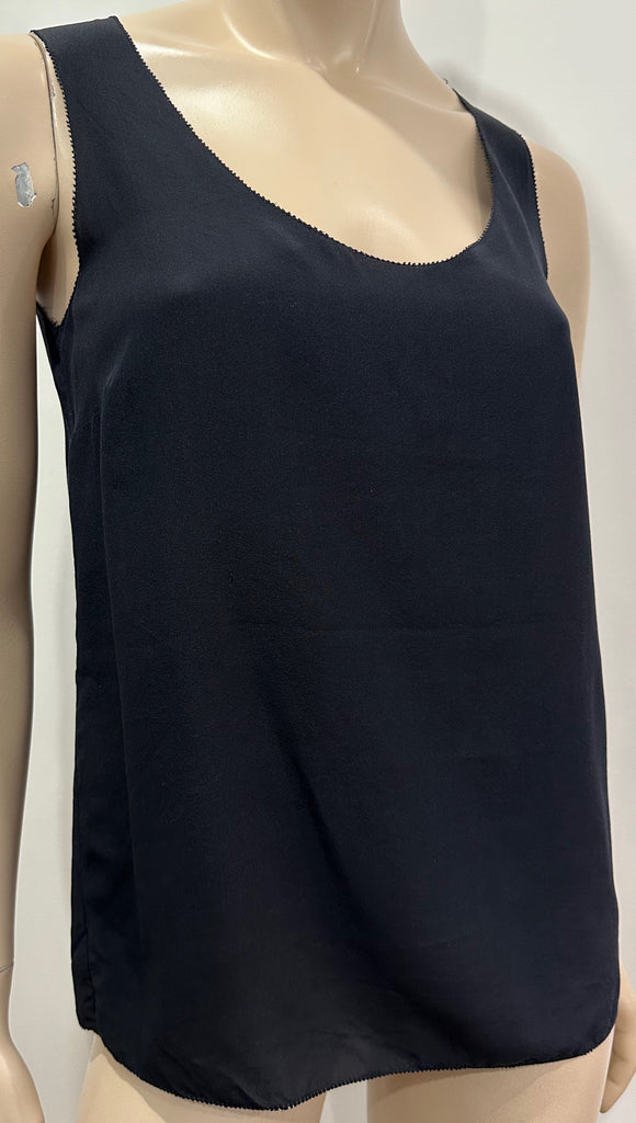 WHITE COMPANY LONDON Midnight Blue Black 100% Silk Sleeveless Camisole Top 8