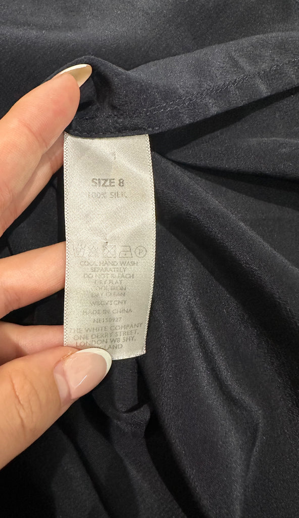 WHITE COMPANY LONDON Midnight Blue Black 100% Silk Sleeveless Camisole Top 8