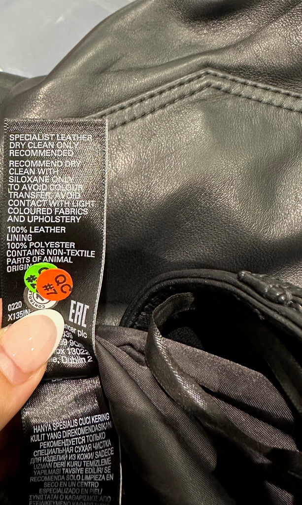 M&S AUTOGRAPH Women's Black Leather Straight Leg Trousers Pants UK6