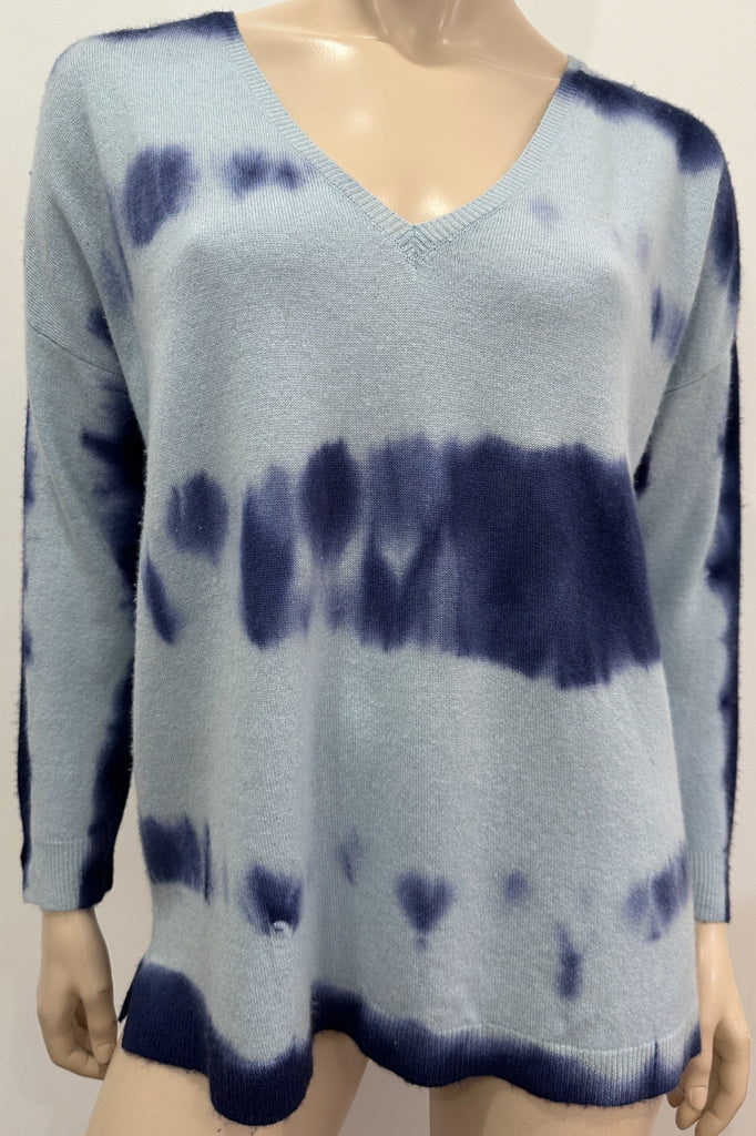 JESSIMARA Blue 100% Cashmere V Neck Long Sleeve Knitwear Jumper Sweater Top S/M