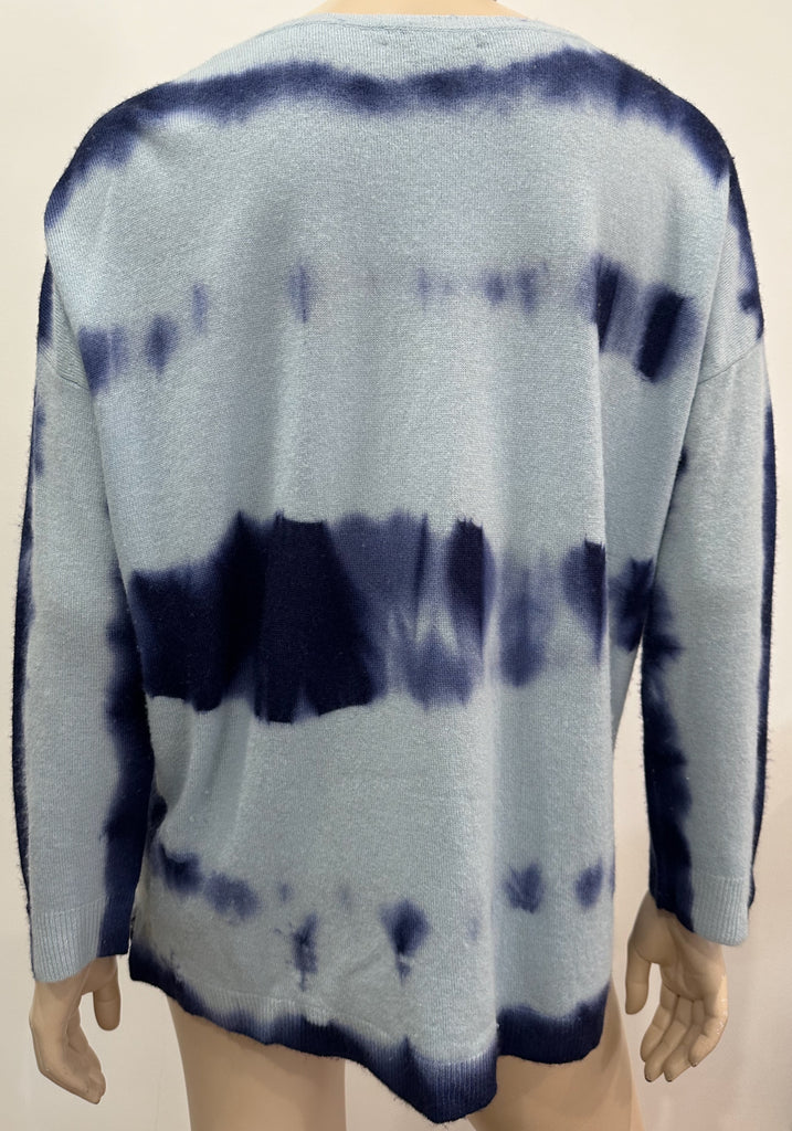 JESSIMARA Blue 100% Cashmere V Neck Long Sleeve Knitwear Jumper Sweater Top S/M