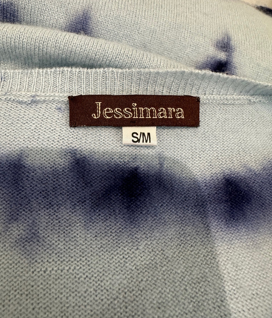 JESSIMARA Blue 100% Cashmere V Neck Long Sleeve Knitwear Jumper Sweater Top S/M