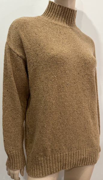 ZARA Women's Rust Brown Wool Blend High Neck Long Sleeve Jumper Sweater Top S