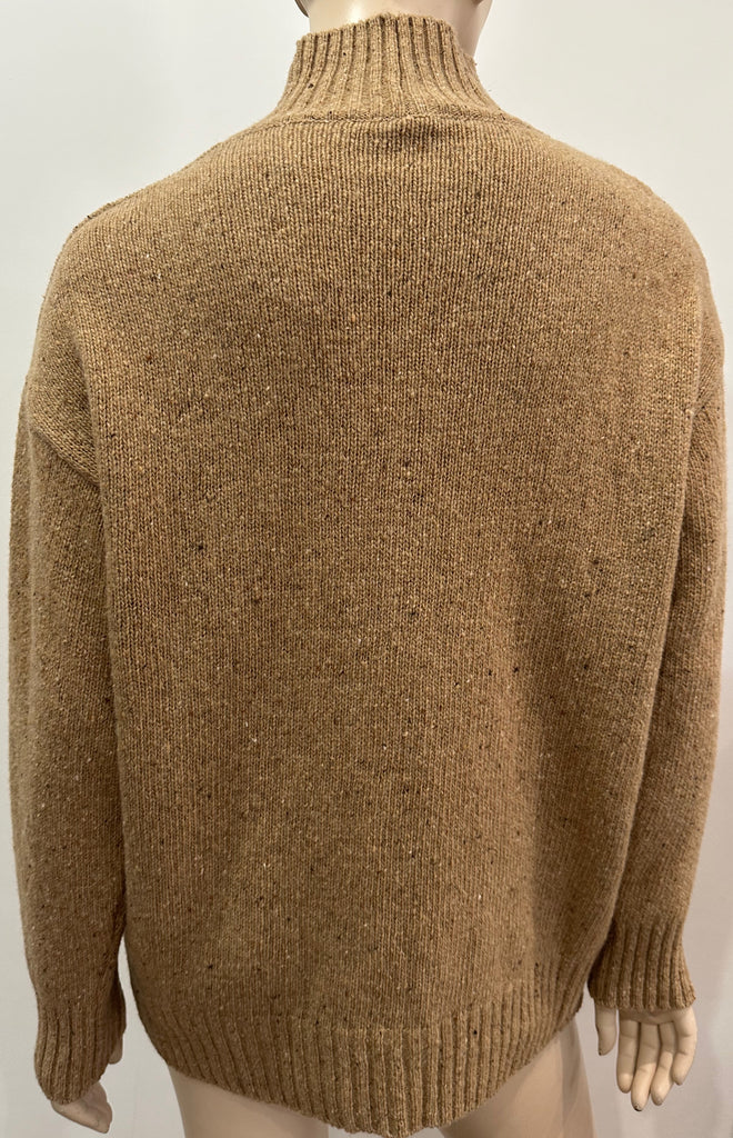 ZARA Women's Rust Brown Wool Blend High Neck Long Sleeve Jumper Sweater Top S