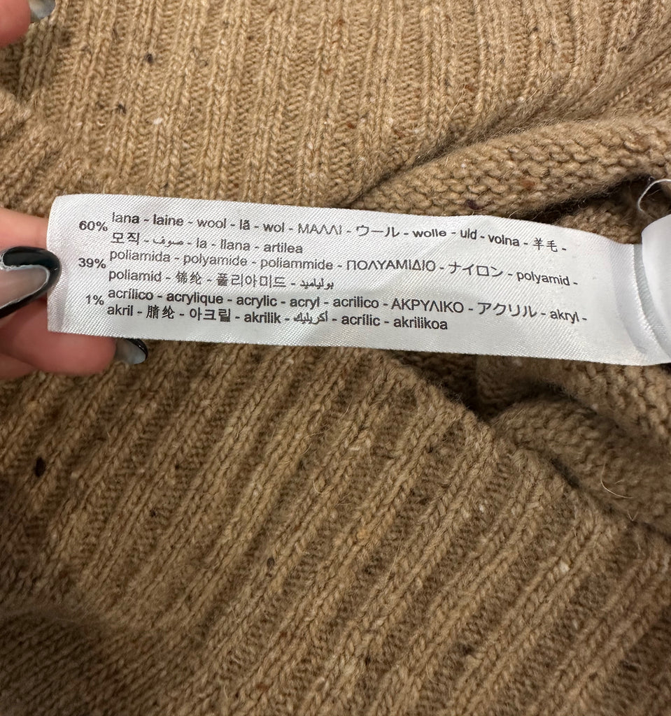 ZARA Women's Rust Brown Wool Blend High Neck Long Sleeve Jumper Sweater Top S