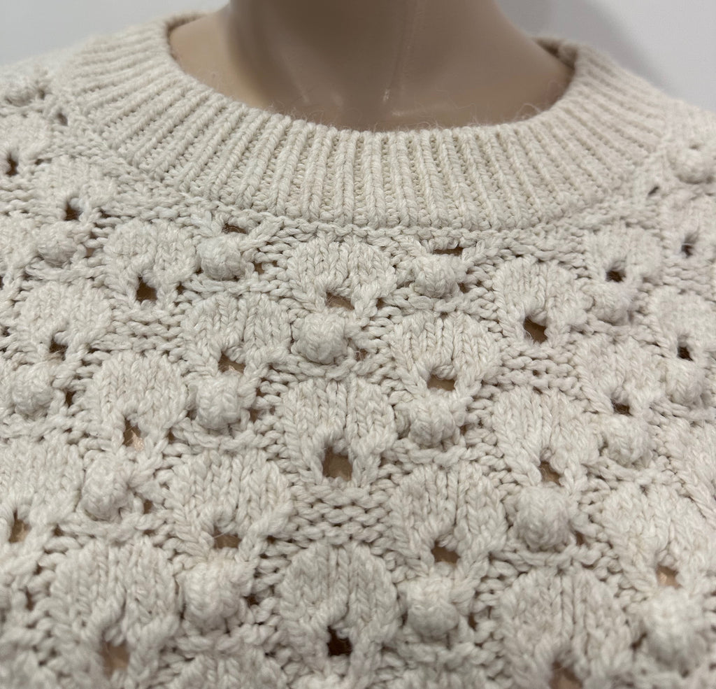 ZARA Women's Cream Round Neck Long Sleeve Chunky Knit Jumper Sweater Top M