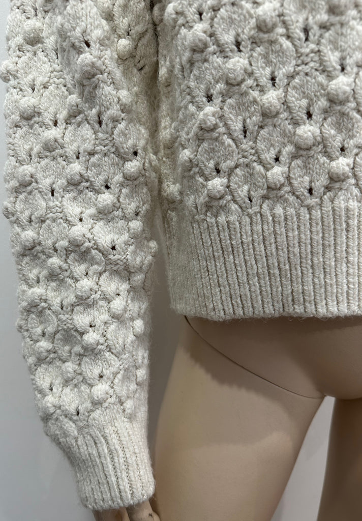 ZARA Women's Cream Round Neck Long Sleeve Chunky Knit Jumper Sweater Top M