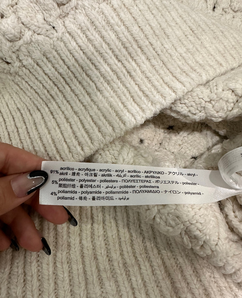 ZARA Women's Cream Round Neck Long Sleeve Chunky Knit Jumper Sweater Top M