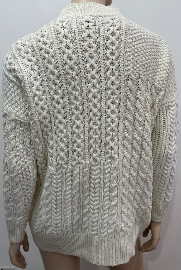 TOPSHOP Cream High Neck Long Sleeve Chunky Cable Knit Jumper Sweater Top UK8