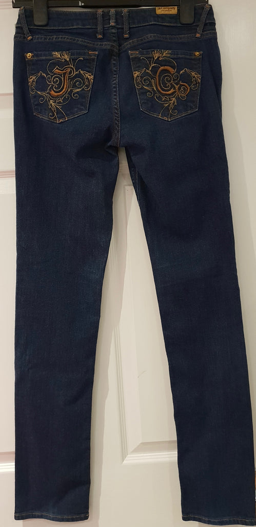 J & COMPANY LOS ANGELES Blue Cotton Blend Denim Straight Slim Leg Jeans Sz:27