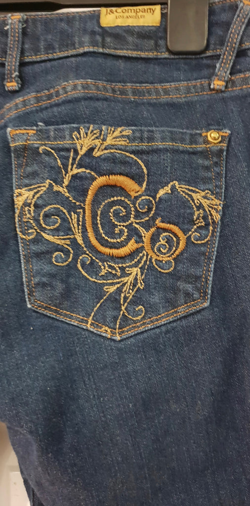 J & COMPANY LOS ANGELES Blue Cotton Blend Denim Straight Slim Leg Jeans Sz:27