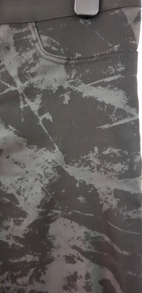 HELMUT LANG Black Charcoal Grey Cotton Bend Abstract Print Crop Trousers Pants