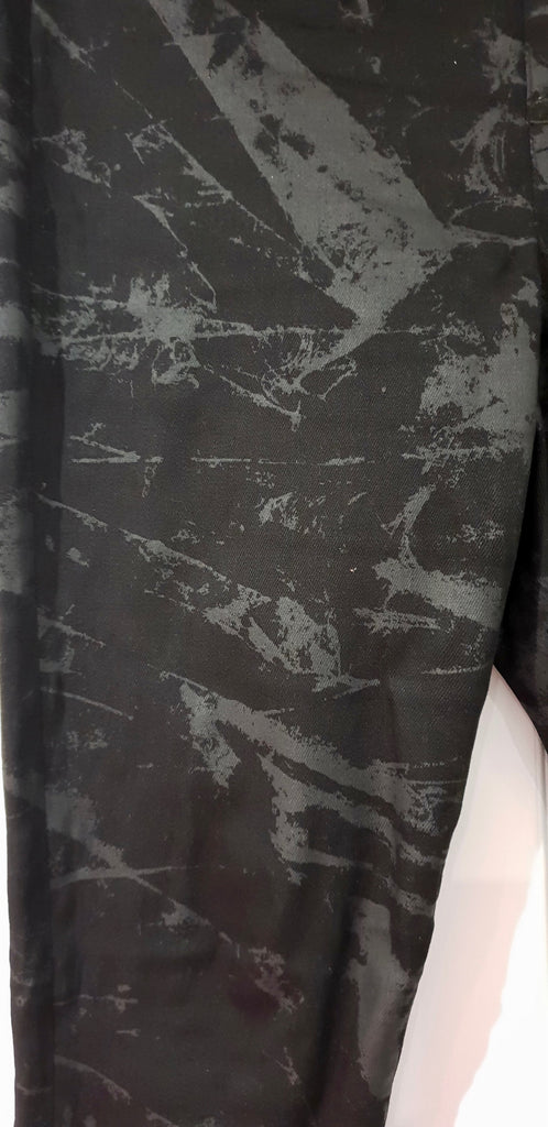 HELMUT LANG Black Charcoal Grey Cotton Bend Abstract Print Crop Trousers Pants