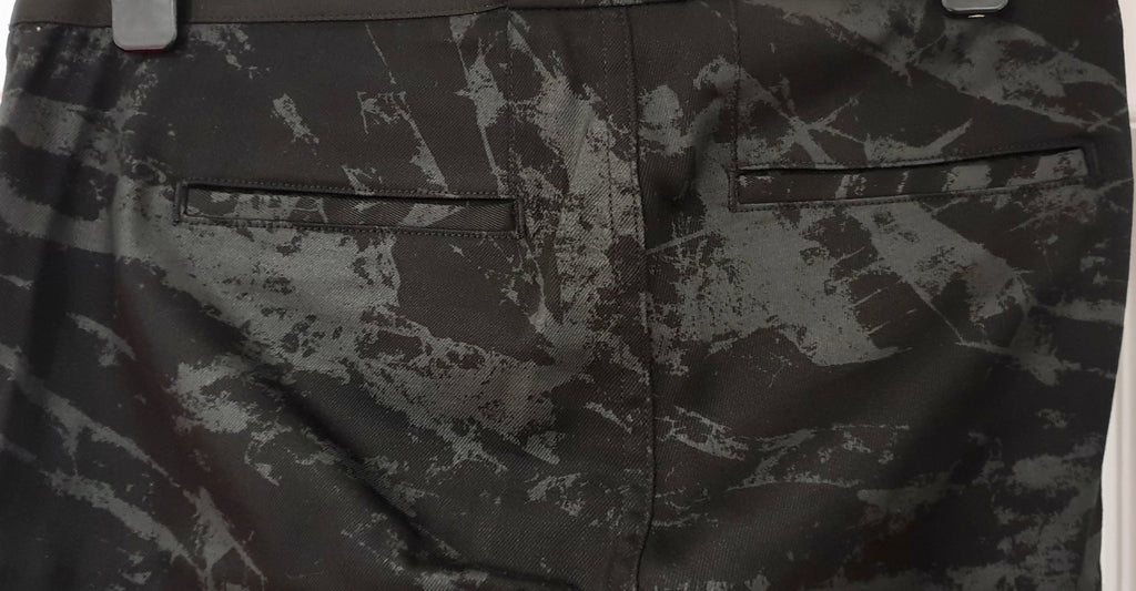 HELMUT LANG Black Charcoal Grey Cotton Bend Abstract Print Crop Trousers Pants
