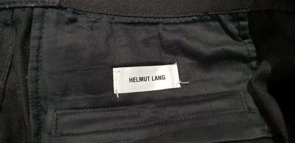 HELMUT LANG Black Charcoal Grey Cotton Bend Abstract Print Crop Trousers Pants