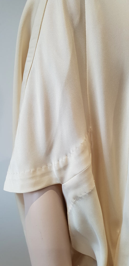 TORY BURCH Cream Silk Short Sleeve Zip Fastened Short Sleeve Blouse Top 6 UK10