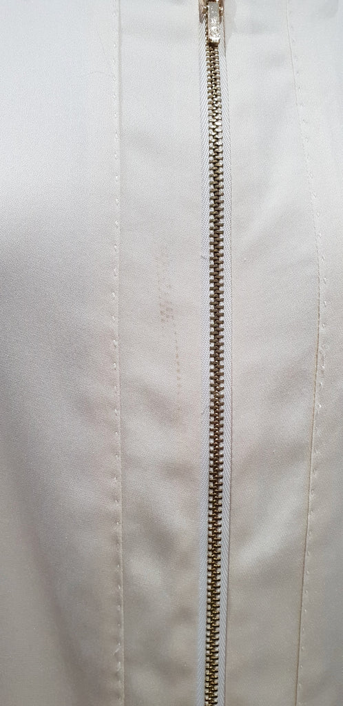 TORY BURCH Cream Silk Short Sleeve Zip Fastened Short Sleeve Blouse Top 6 UK10