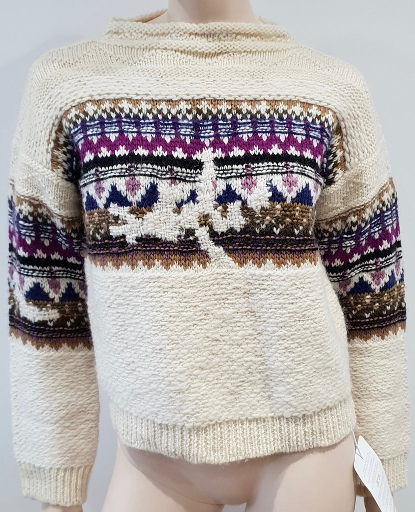 ISABEL MARANT ETOILE Cream Wool Alpaca Jacquard Knit Jumper Sweater UK6 BNWT